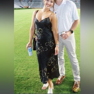 All saints black satin cami dress